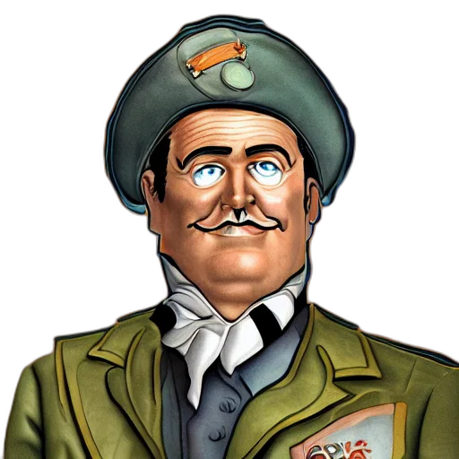 staff, face, hat, cartoon, concept art, comic book art, photorealistic, portrait transparent PNG cut-out