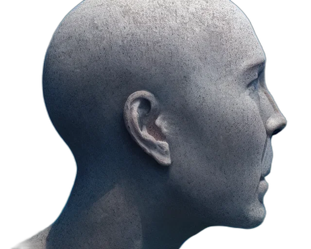 face, mask, robot, hair, 3d render, photorealistic, concept art, cyberpunk transparent PNG cut-out