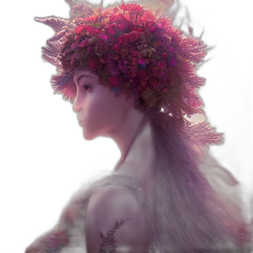 crown, flower, dress, creature transparent PNG cut-out