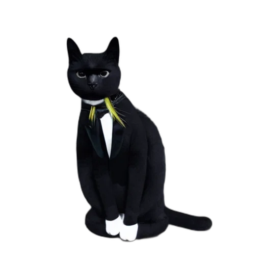 staff, animal, 3d render, cat, wearing, black, suit transparent PNG cut-out