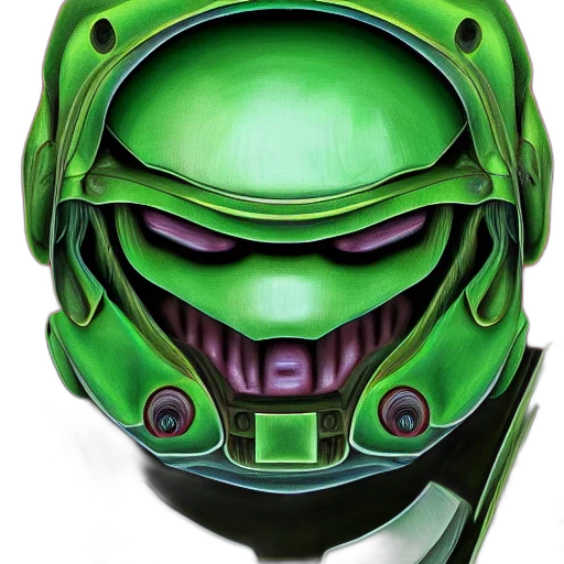 mask, face, robot, concept art, comic book art, 3d render, photorealistic, green transparent PNG cut-out