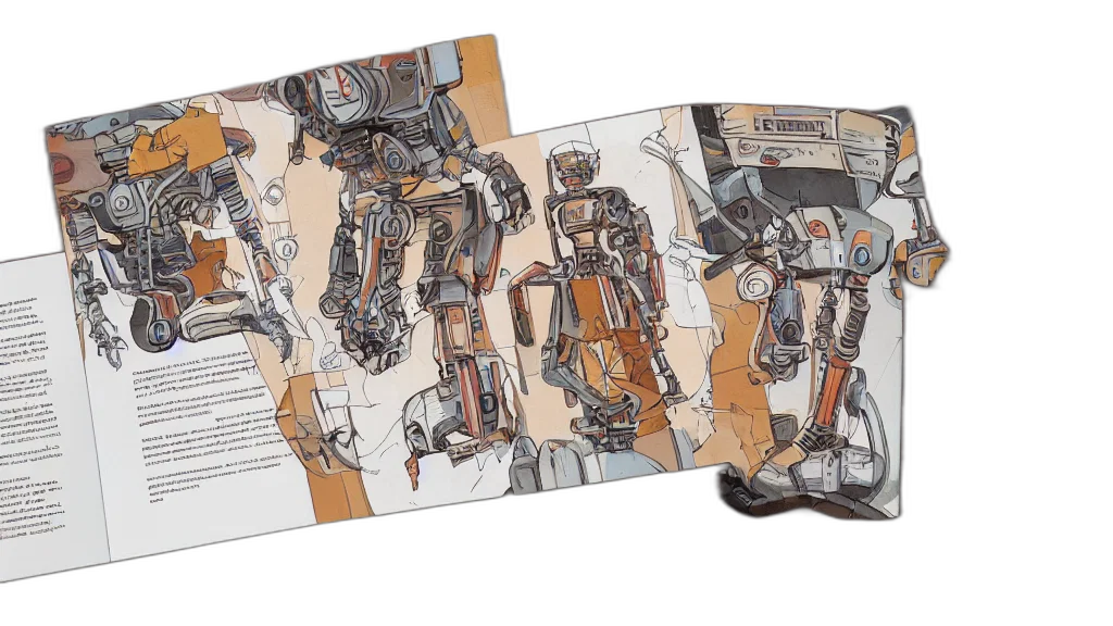robot, concept art, comic book art, watercolor transparent PNG cut-out