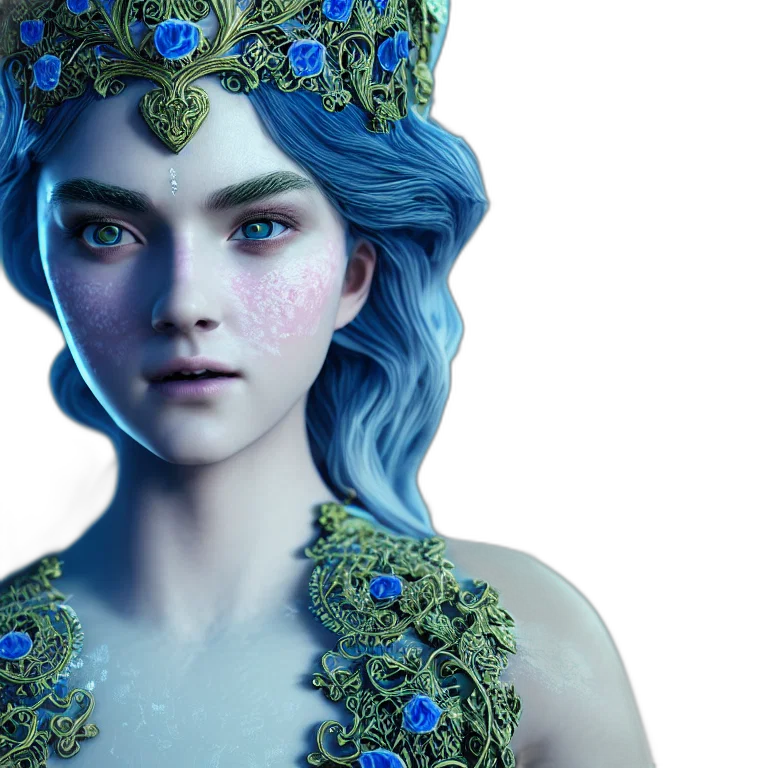 crown, fantasy art, concept art, 3d render, photorealistic, blue, green, wonderful transparent PNG cut-out