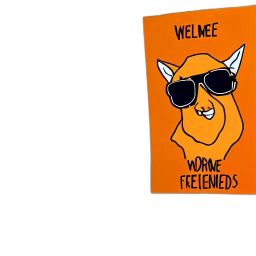 portrait, photo, kangaroo, wearing, orange, hoodie, blue, sunglasses transparent PNG cut-out