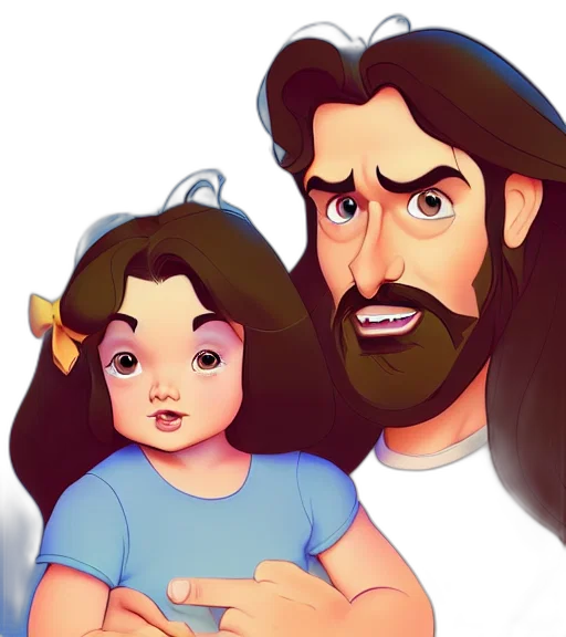 cartoon, photorealistic, concept art, fantasy art, long, haired, bearded, father transparent PNG cut-out