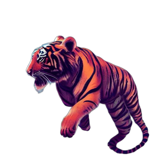 animal, creature, concept art, pixel art, 3d render, comic book art, tiger, made transparent PNG cut-out