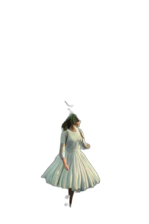 dress, staff, hat, hair transparent PNG cut-out