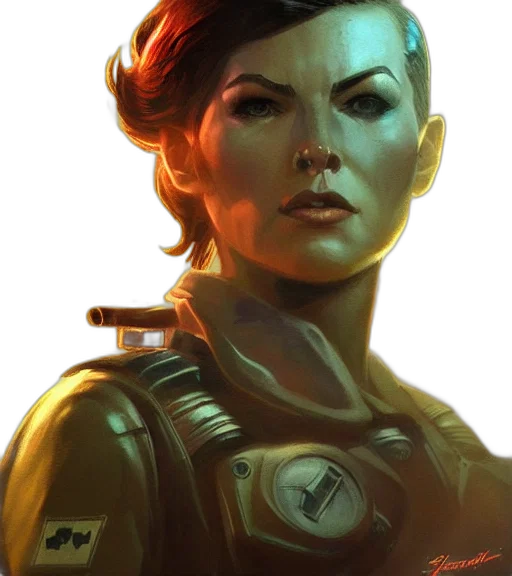 face, staff, comic book art, concept art, cyberpunk, fantasy art, outer space, golden transparent PNG cut-out