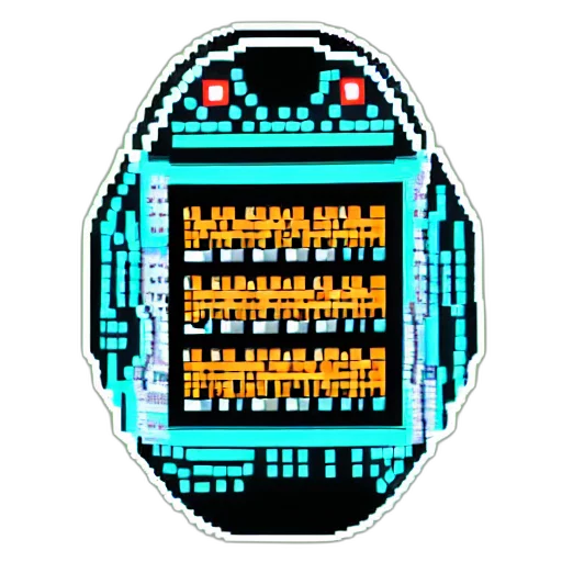 robot, jacket, mask, dress, pixel art, cyberpunk, vaporwave, concept art transparent PNG cut-out