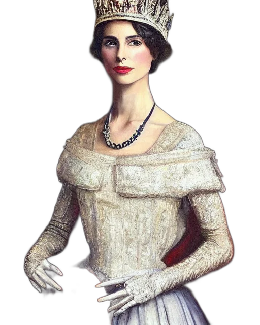 dress, jewelry, staff, crown transparent PNG cut-out