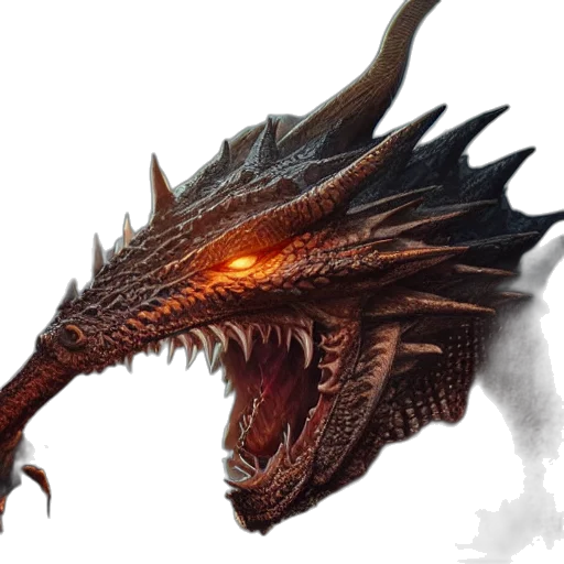 dragon, creature, animal, face, concept art, fantasy art, photorealistic, 3d render transparent PNG cut-out