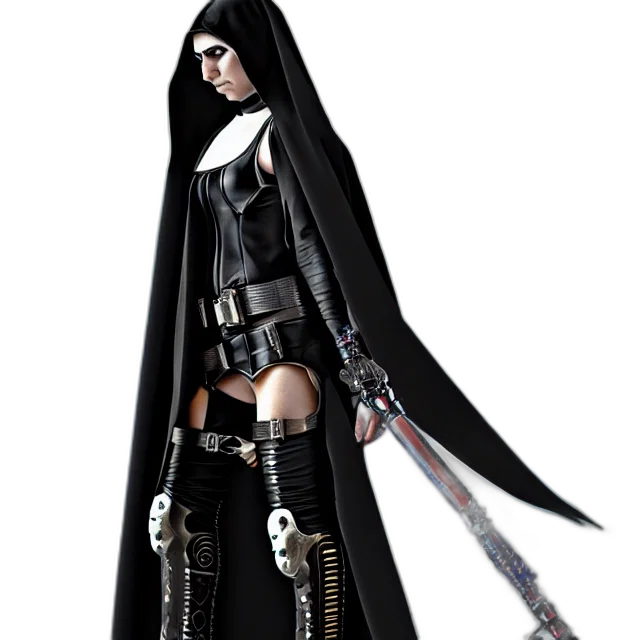 sword, weapon, staff, concept art, 3d render, fantasy art, cyberpunk, nun transparent PNG cut-out