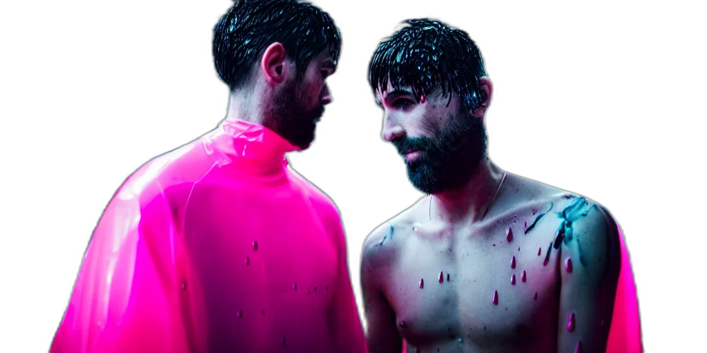 jacket, cyberpunk, neon lights, underwater transparent PNG cut-out