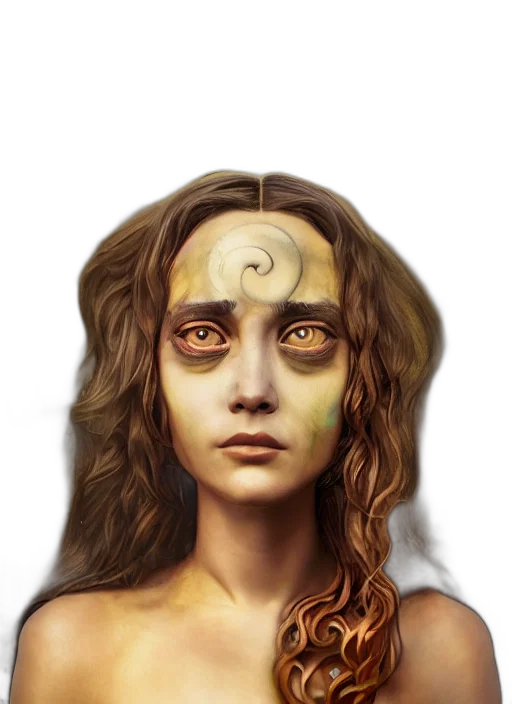 face, mask, jewelry, fantasy art, concept art, photorealistic, oil painting, golden transparent PNG cut-out