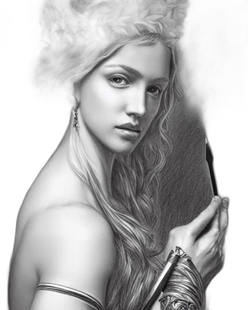jewelry, face, crown, dress, photorealistic, pencil sketch, fantasy art, oil painting transparent PNG cut-out