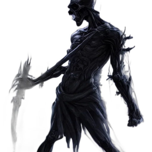 creature, mask, staff, sword, concept art, fantasy art, comic book art, 3d render transparent PNG cut-out
