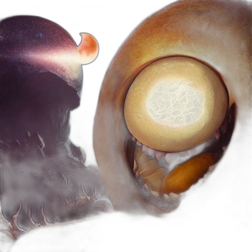 creature, food, mask, hair, concept art, 3d render, photorealistic, outer space transparent PNG cut-out