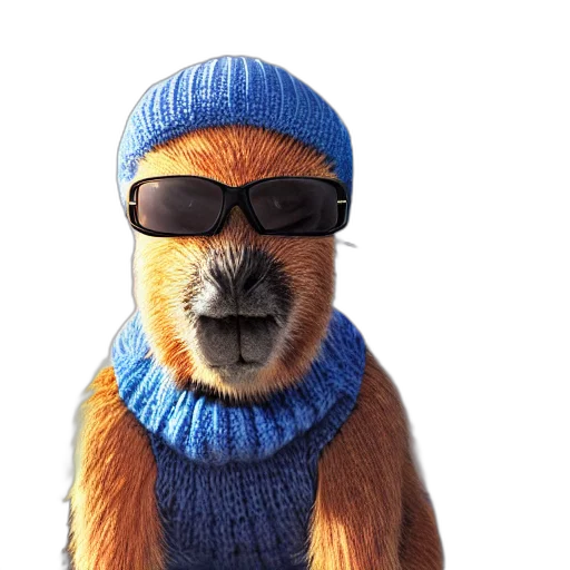 animal, hat, jacket, 3d render transparent PNG cut-out