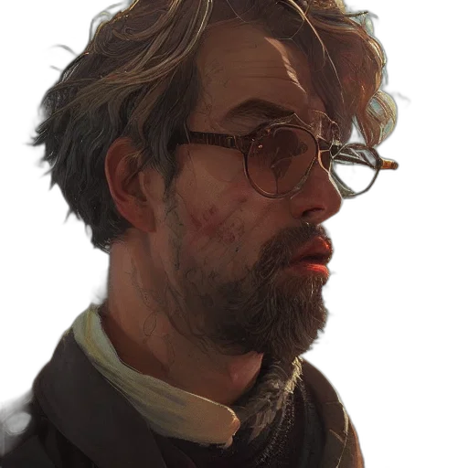 face, jacket, staff, hair, photorealistic, oil painting, concept art, watercolor transparent PNG cut-out