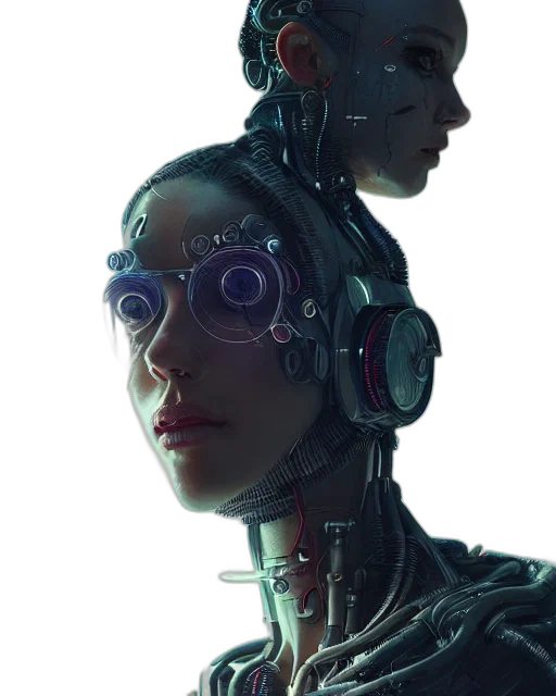 robot, face, mask, cyberpunk, concept art, comic book art, 3d render, outer space transparent PNG cut-out