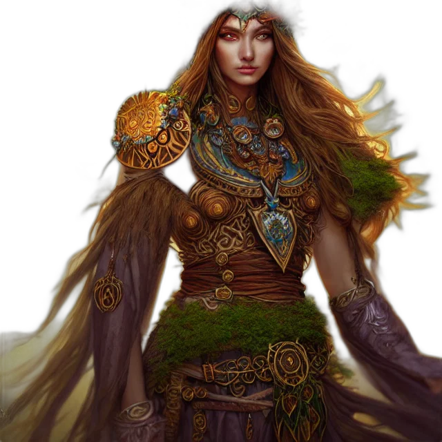 fantasy art, concept art, photorealistic, comic book art, golden, green, earth tones, dark transparent PNG cut-out