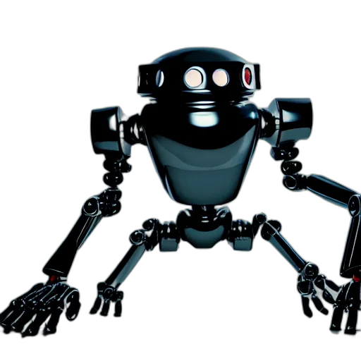 robot, creature, animal, staff, 3d render, concept art, cartoon, cyberpunk transparent PNG cut-out