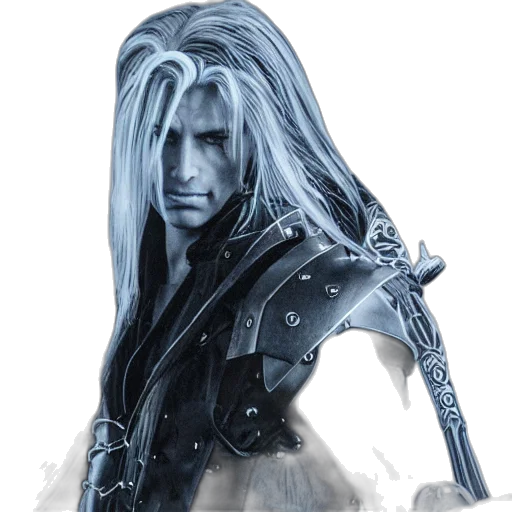 hair, sword, face, staff transparent PNG cut-out