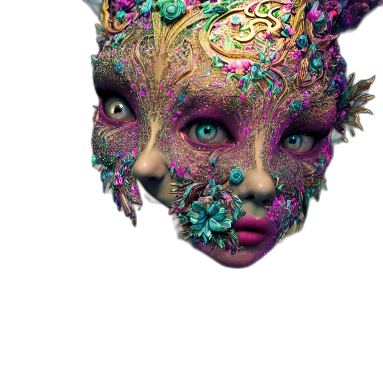 mask, face, creature, crown, 3d render, fantasy art, concept art, photorealistic transparent PNG cut-out