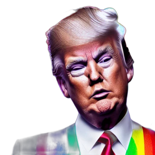 mask, photorealistic, vaporwave, 3d render, concept art, colorful, donald, trump transparent PNG cut-out