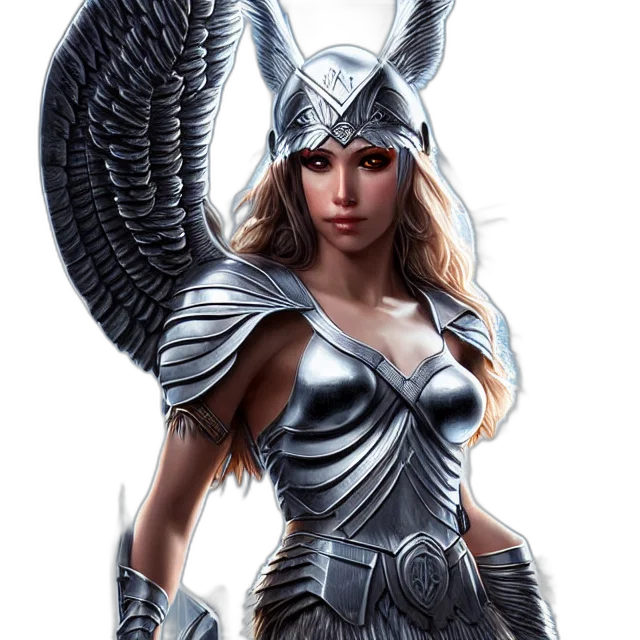 fantasy art, comic book art, concept art, photorealistic, beautiful, valkyrie, warrior, light transparent PNG cut-out