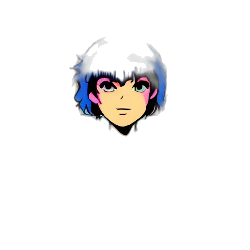 face, hair, staff, mask, pixel art, anime, vaporwave, cartoon transparent PNG cut-out