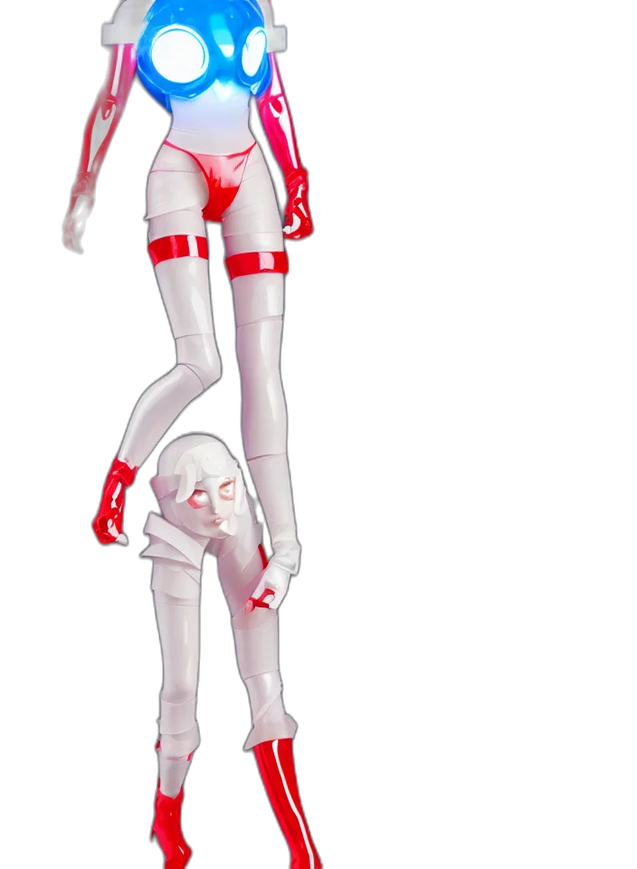robot, staff, concept art, 3d render transparent PNG cut-out