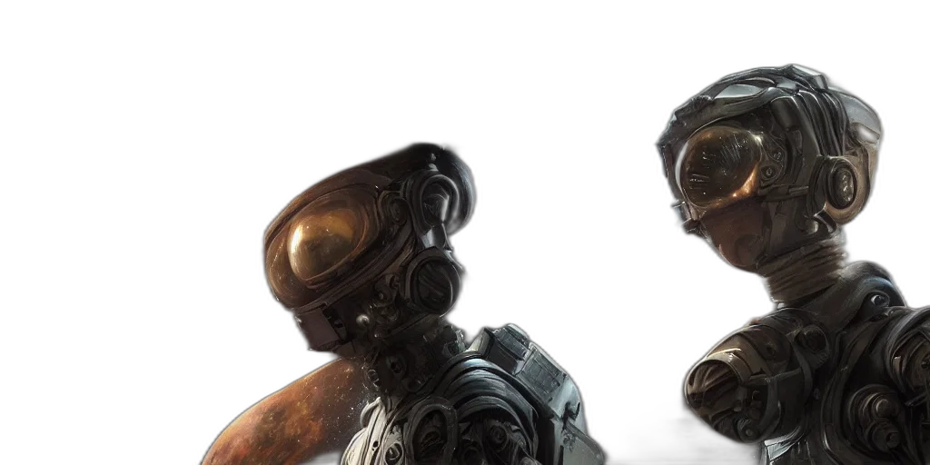 robot, 3d render, concept art, outer space transparent PNG cut-out