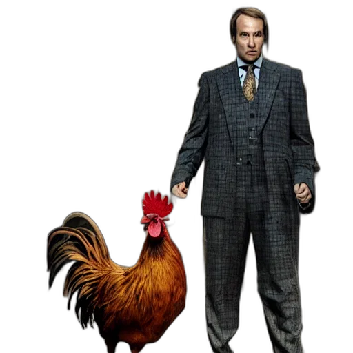 animal, jacket, concept art, photorealistic, pixel art, saul, goodman, rooster transparent PNG cut-out