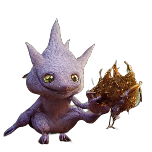 dragon, creature, animal, staff, concept art, 3d render, fantasy art, poket transparent PNG cut-out