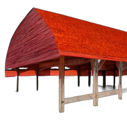 furniture, building, umbrella, 3d render, concept art, photorealistic, red, stable transparent PNG cut-out