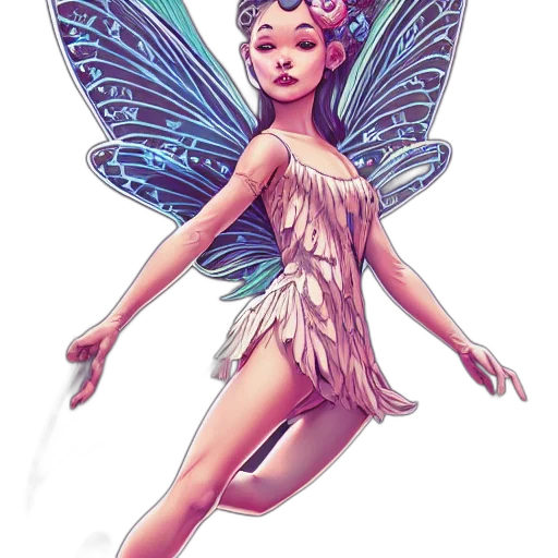 fantasy art, concept art, pixel art, comic book art, pastel, colorful, blue, fairy transparent PNG cut-out