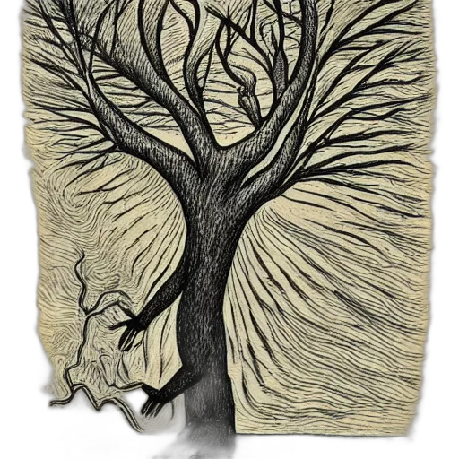tree, mask, hair, dress, concept art, fantasy art, photorealistic, watercolor transparent PNG cut-out
