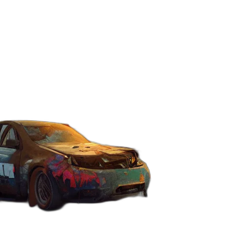 car, weapon, concept art, 3d render, pixel art, photorealistic, dark, wreckage transparent PNG cut-out