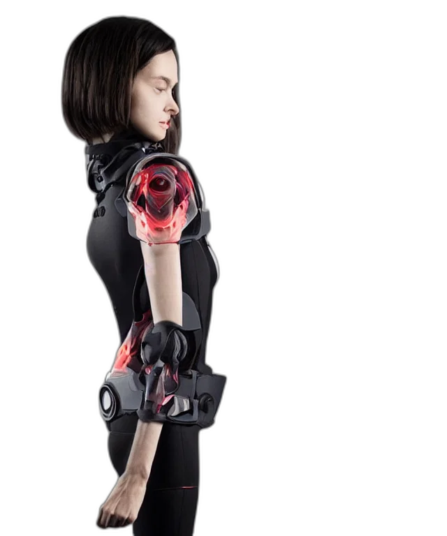 robot, dress, cyberpunk, concept art, 3d render, skin, exoskeleton, wearable transparent PNG cut-out