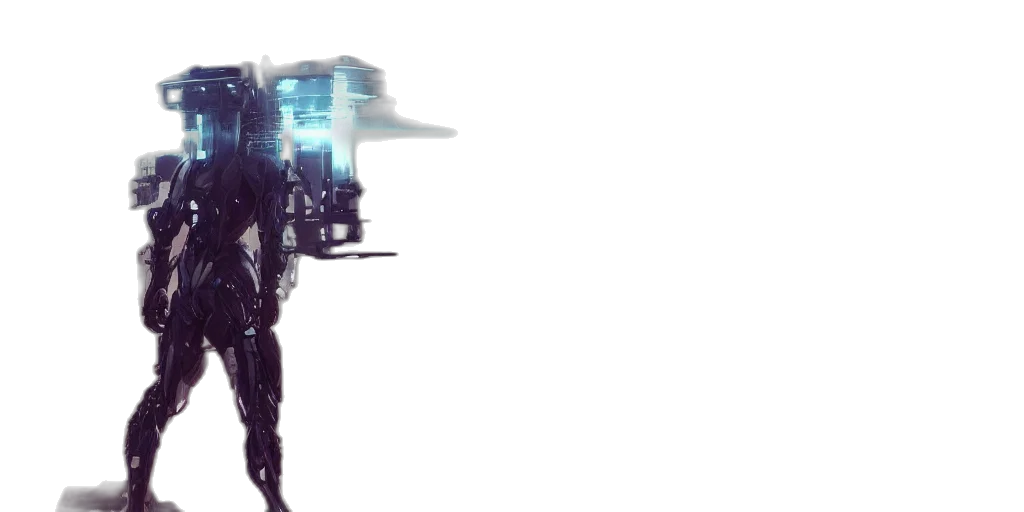robot, weapon, staff, creature, cyberpunk, concept art, 3d render, pixel art transparent PNG cut-out