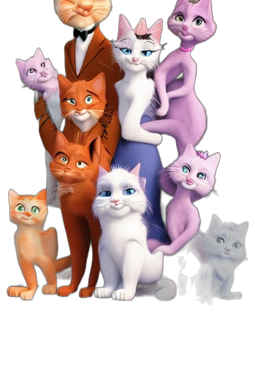staff, concept art, 3d render, cartoon, fantasy art, aristocats, movie, poster transparent PNG cut-out