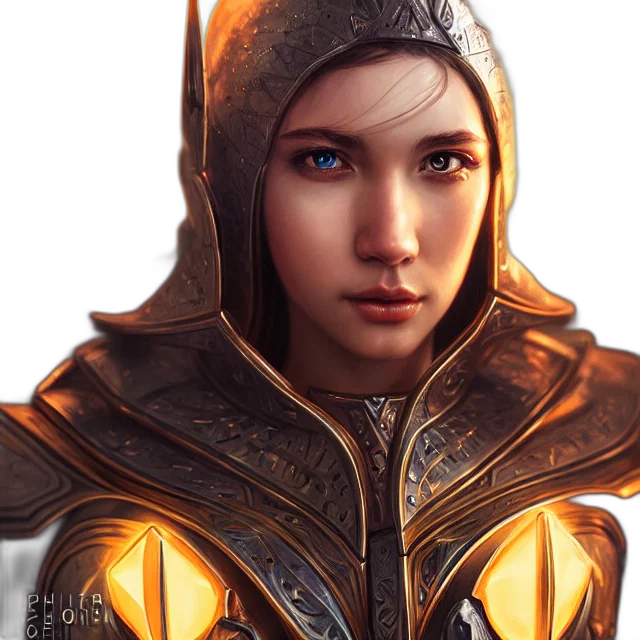 face, sword, fantasy art, concept art, photorealistic, 3d render, golden, holy transparent PNG cut-out