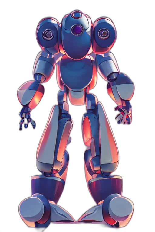 robot, weapon, 3d render, concept art, pixel art, vaporwave, blue, monochrome transparent PNG cut-out