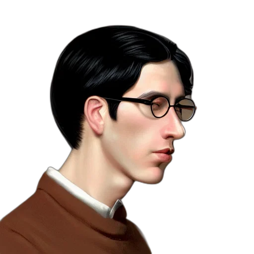 face, staff, jacket, hair, photorealistic, 3d render, concept art, pixel art transparent PNG cut-out