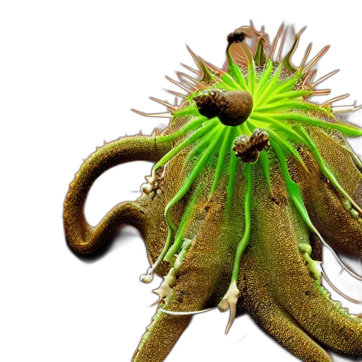 creature, staff, hair, flower transparent PNG cut-out