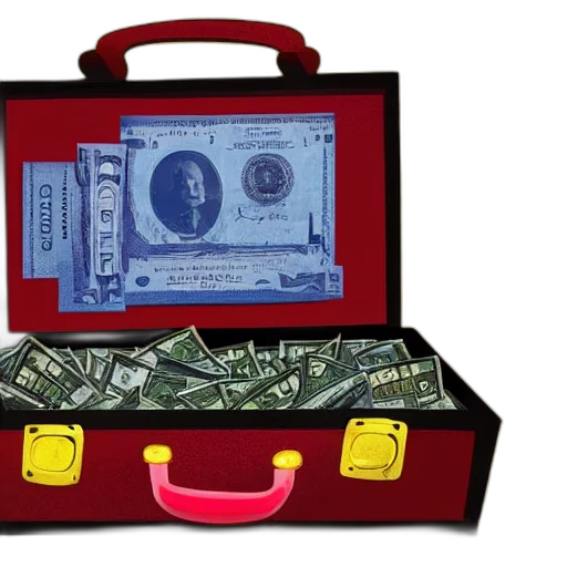 briefcase, full, money, background transparent PNG cut-out