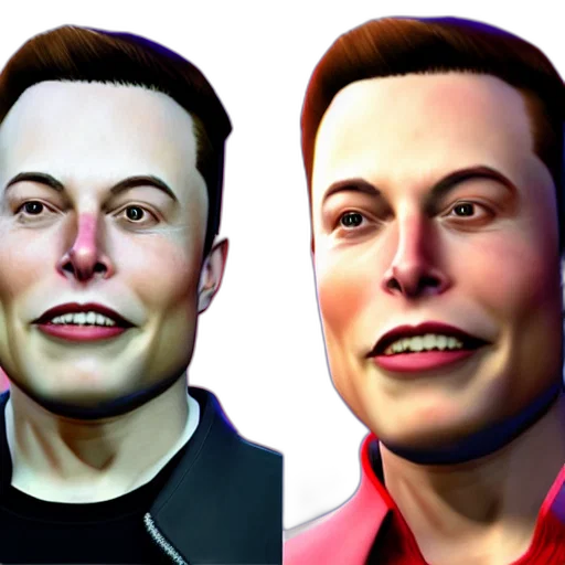 face, robot, 3d render, concept art, photorealistic, cartoon, red, elon transparent PNG cut-out