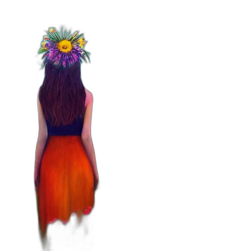 dress, flower, crown, hair transparent PNG cut-out