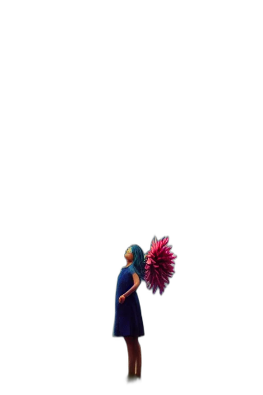 dress, flower, umbrella, staff, concept art, pixel art, 3d render, vaporwave transparent PNG cut-out